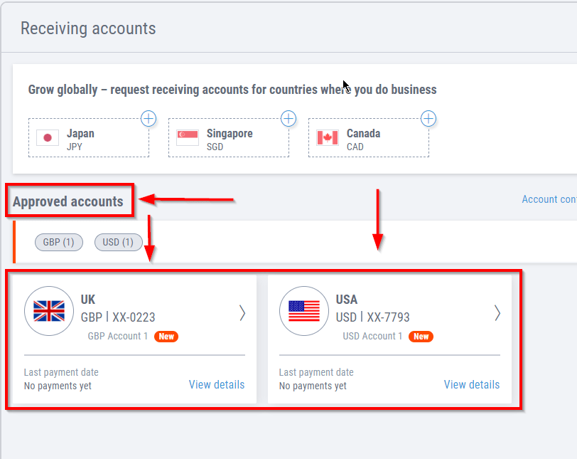 Add Bank Account in payoneer