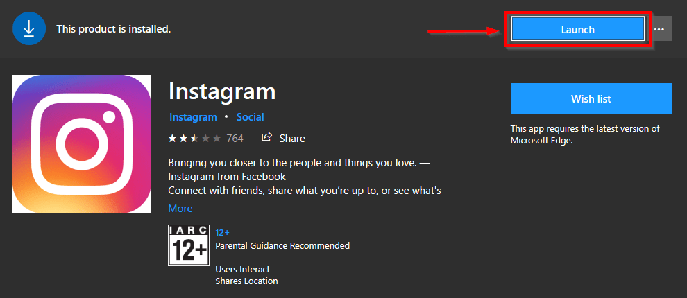 dl instagram for pc