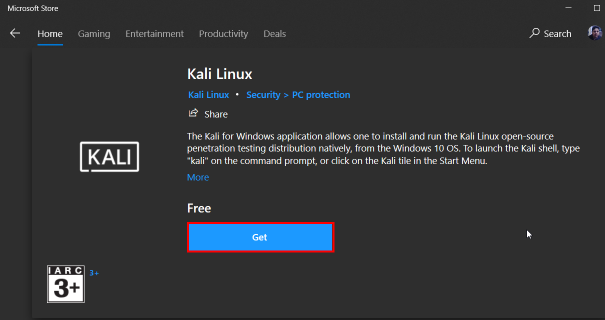 install kali linux subsystem windows 10